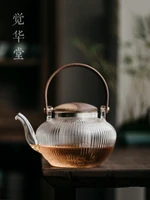 glass handle teapot filter flower warmer large capacity kitchen teapot lid wooden te verde chino chinese teaware infuser dl60ch