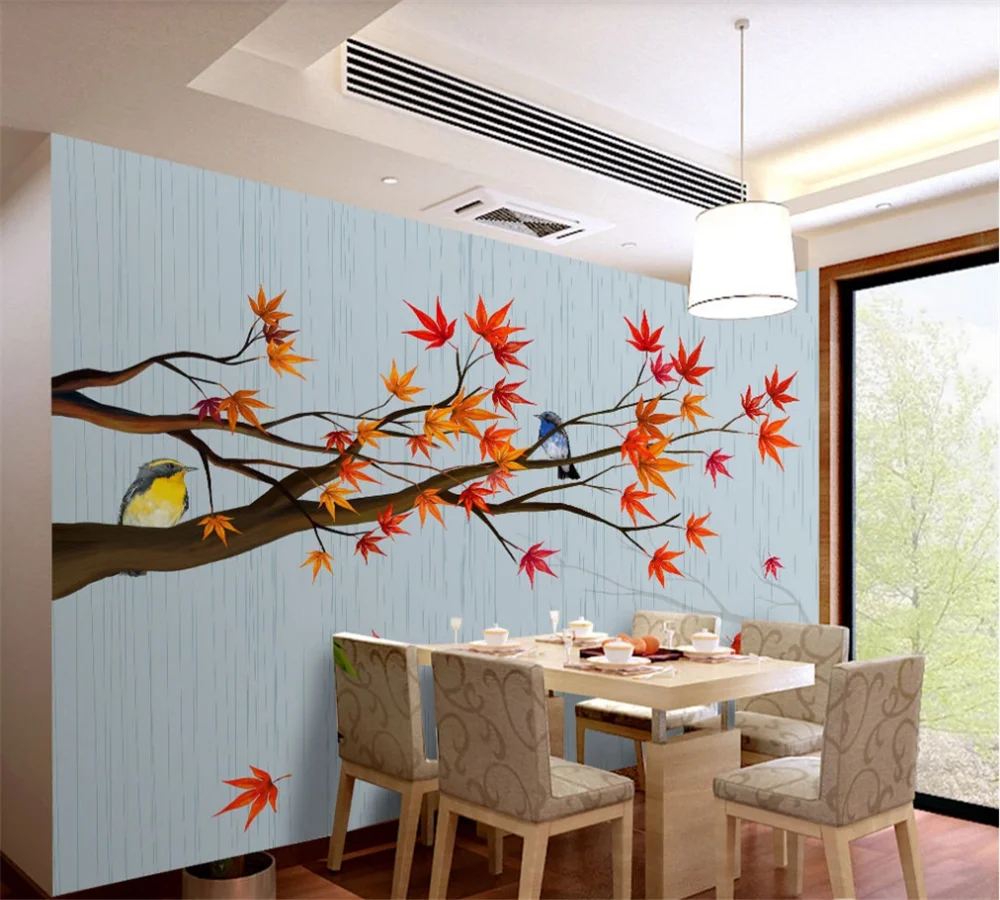 Пользовательские обои росписи 8d фото стены простой клен осень лес путь Гостиная