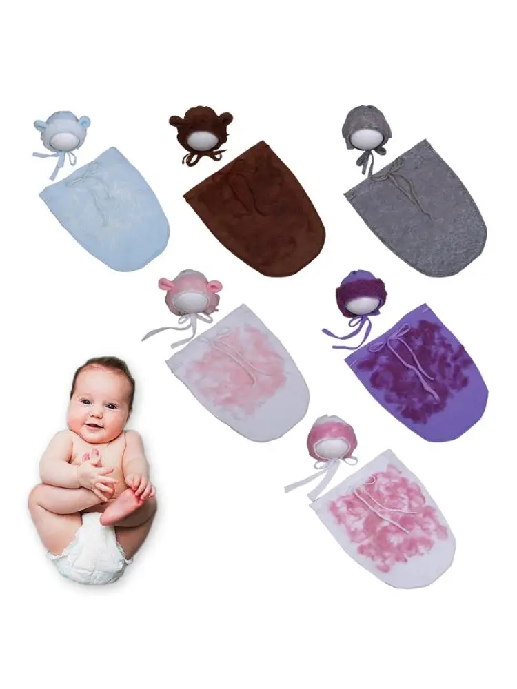 

Newborn Photography Props Baby Sleeping Bag Beanie Hat Infant Photo Shooting Kit