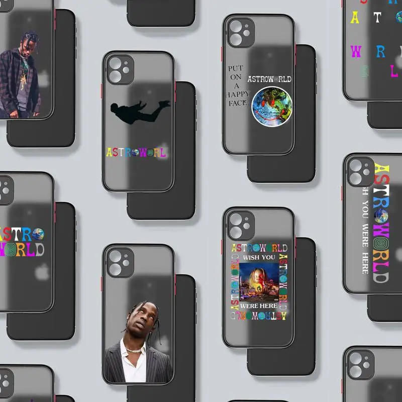 

Travis Scott Astroworld Phone Case black matte transparent For iPhone 7 8 x xs xr 11 12 pro plus mini max Clear Funda