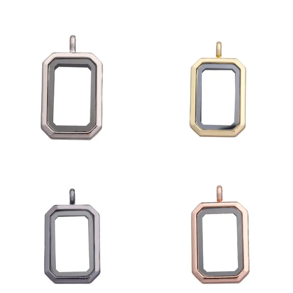 

10pcs/lot Small rectangle plain floating charms locket glass living memory lockets pendant for necklaces Jewelry