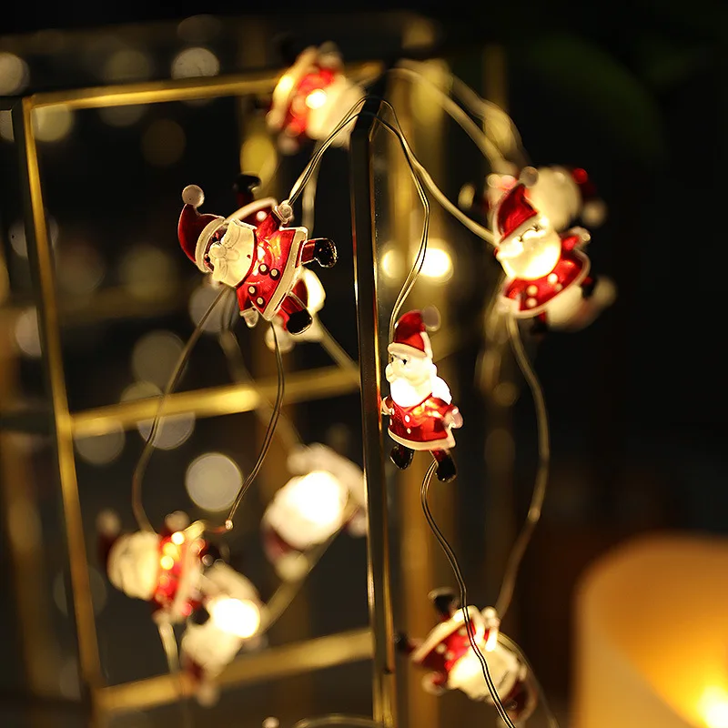 

Медная проволочная лампа 2 м/3 м/5 м, Рождественское украшение, фонарь, Санта-Клаус, снеговик, дерево, колокольчик, мигающие гирлянды
