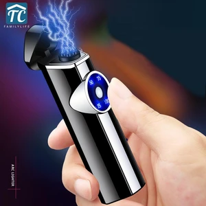New Plasma Charging Lighter, Three Arc Windproof Lighter, LED Display, Electric Brightness, USB Charging Lighter, Smoking Set