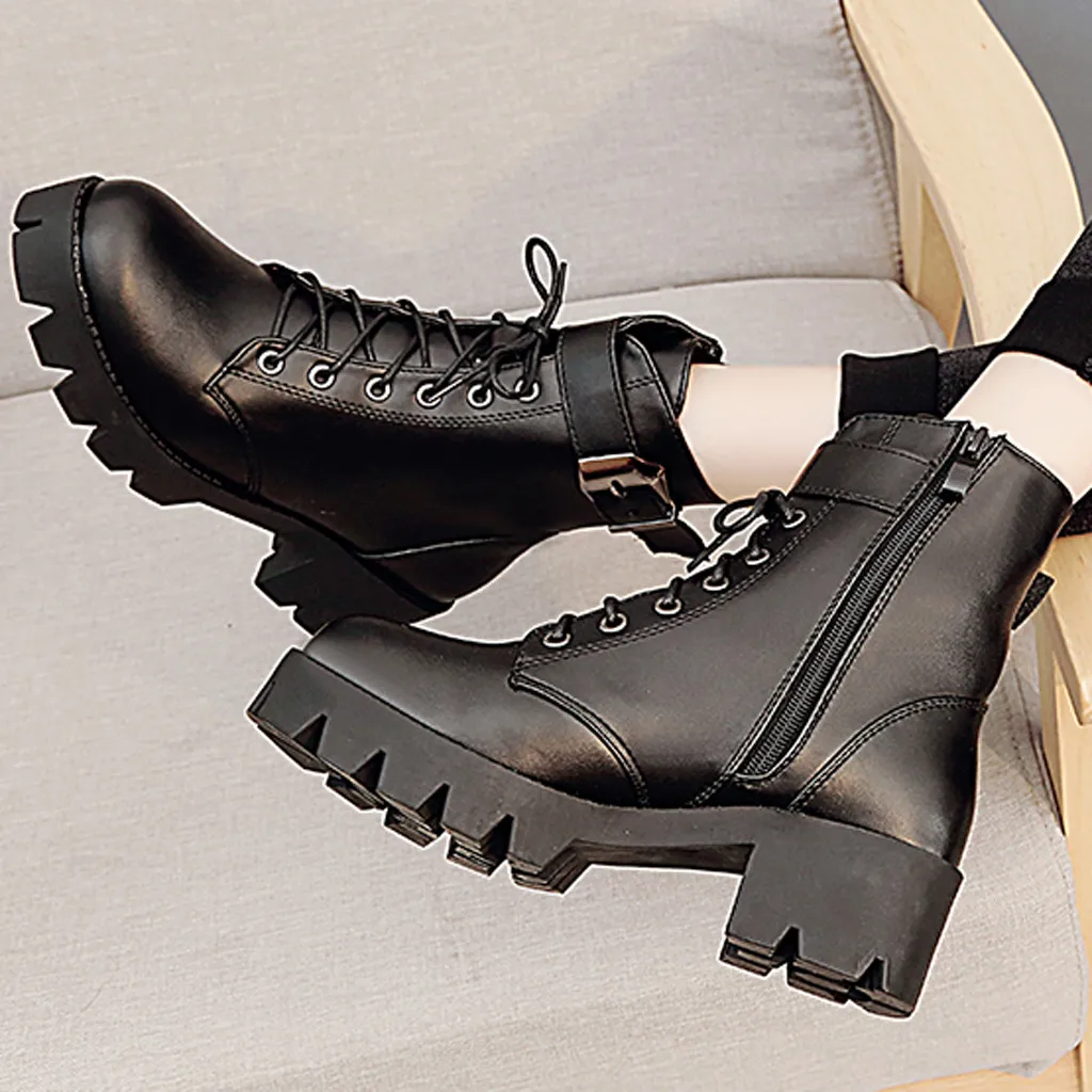 

Fashion Leather Martins Boots Woman shoes Winter Warm Lace-up Ankle Boots For Woman High Quality Waterproof Platform Boots Drop