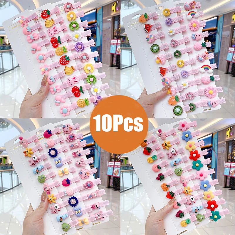 

10 шт заколка для волос, комплект одежды для девочек Милая повязка на голову s Женские аксессуары для волос с бантом с цветочным принтом повяз...