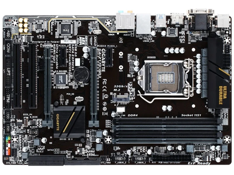 Оригинальная б/у Материнская плата Gigabyte Z170 DDR4 LGA 1151 i7 i5 i3 64 Гб SATA3 USB3.0 VGA HDMI DVI|motherboard