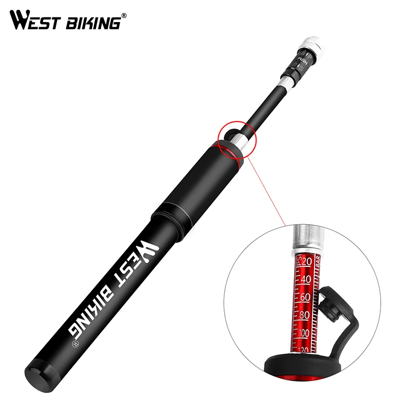 WEST BIKING велосипедный насос манометр трубка 120PSI Presta Schrader шланг воздушный для шин