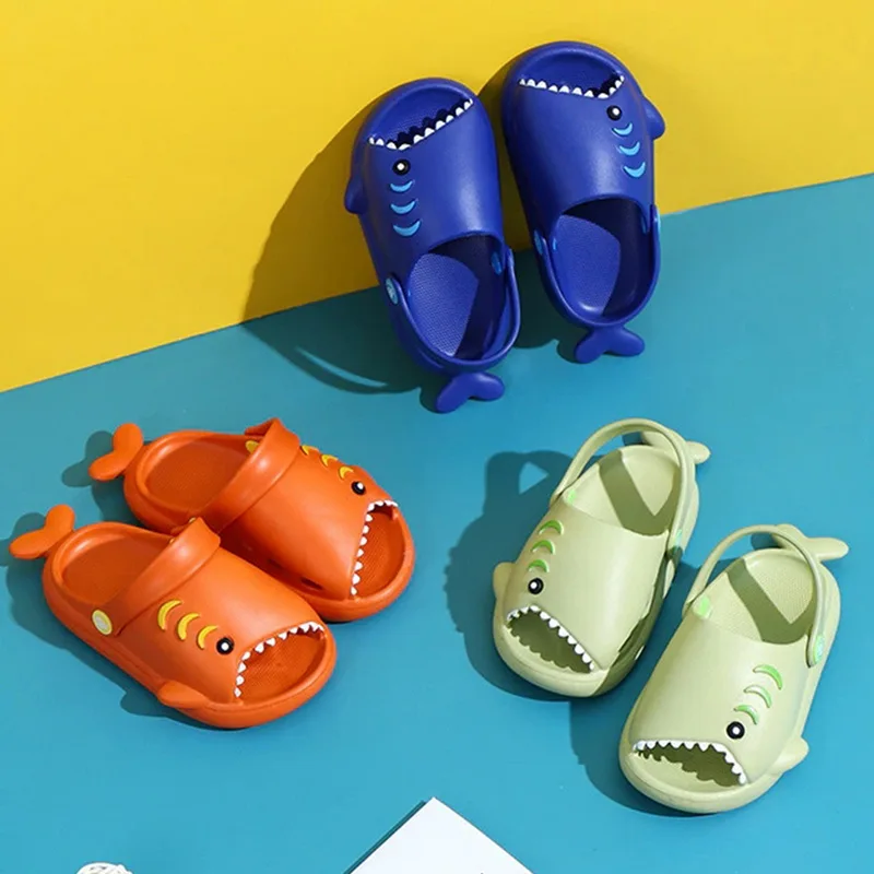 

Summer Fashion Fun Shark Slippers 2021 Boy Beach Shoes Soft Bottom Non-slip Hole Shoes Baby Girls Toddler Shoes Kids Sandals