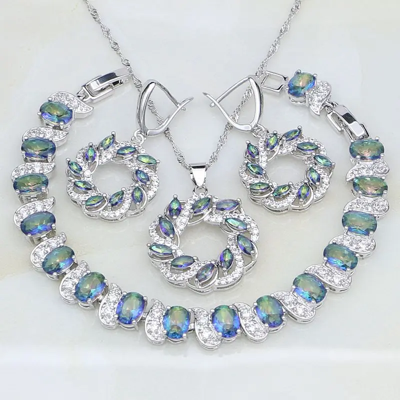 Ювелирные изделия из серебра 925 пробы мистические радужные камни белые