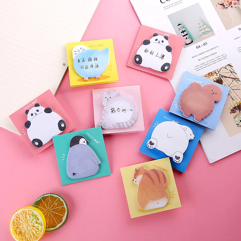 40 pcs/lot Cartoon Animal Butt Memo pad Sticky Notes Cute N Times Stationery Label Notepad Bookmark Post school supplies
