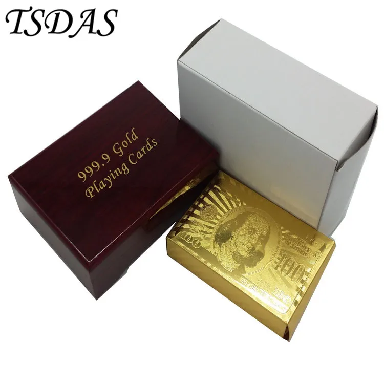 Обычная Золотая игральная карта $100 покерная пластиковая 24K фольга для покера с