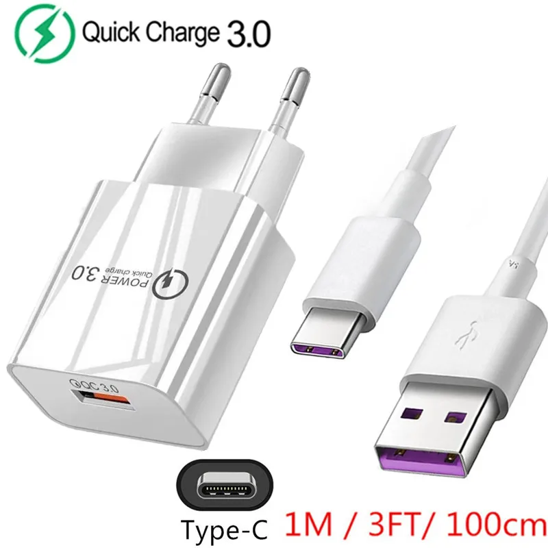 Зарядное устройство QC 3 0 USB 18 Вт 5 А кабель для быстрой зарядки Huawei Samsung Xiaomi Redmi Google