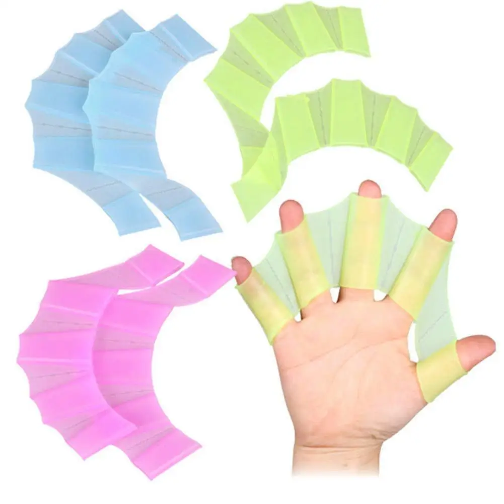 

1 Pair Silicone Swimming Flippers Hand Fins Swim Web Training Glove Gear Paddle