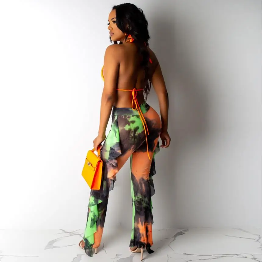 

Women's Sexy 2Pcs Bikini Set Female Swimsuit Sets Lady Girls Padded Bras Swim Pants Swimwear Tie-dyed Print Bikinis Bathing Suit