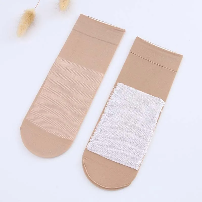 3 пары Осенние однотонные женские носки Нескользящие шерстяные Хлопковые