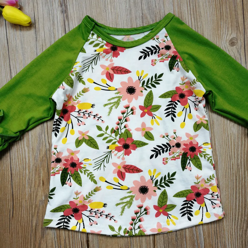 Новое поступление зеленые рубашки реглан для маленьких девочек эксклюзивная