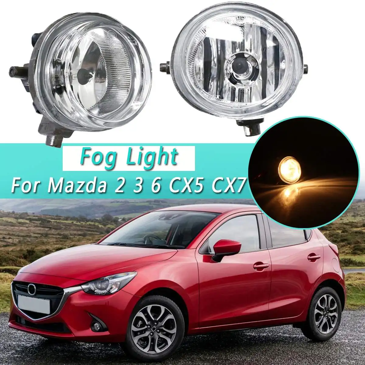 Пара противотуманных фар переднего бампера противотуманные фары для Mazda 2 3 6 CX5 CX7
