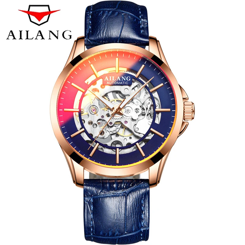 AILANG креативные синие механические часы мужские автоматические Красочные