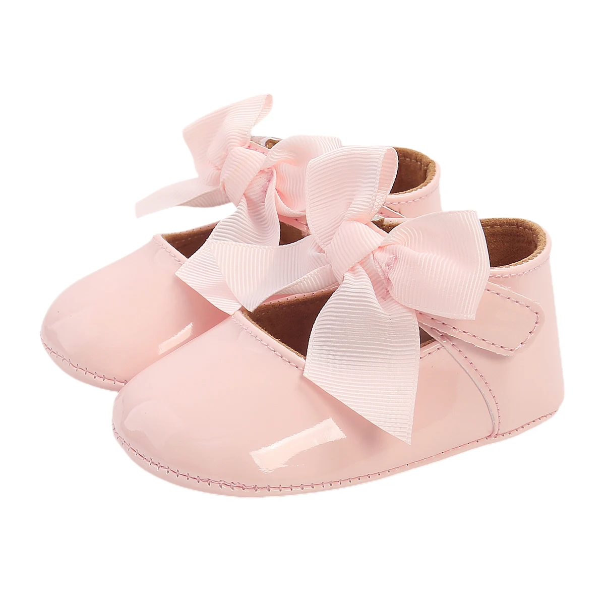 Baby Girls Solid First Walker Shoes Infant Newborn Soft Sole Bow Knot Princess Dress Mary Jane Flats Prewalker Shoes 0-18M 0 18m baby infant girls flat shoes bow knot solid first walker soft sole shoes newborn infant toddler girls princess shoes