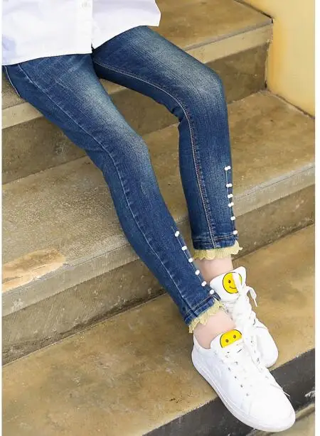 9016 jeans Коллекция года, Весенняя детская одежда джинсы для девочек повседневные тонкие джинсы для маленьких девочек, джинсы для крупных девочек, длинные штаны - Цвет: 9016 jeans
