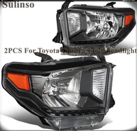 sulinso pair of black housing amber corner front headlight assembly lamps replacement for toyota tundra 14 20