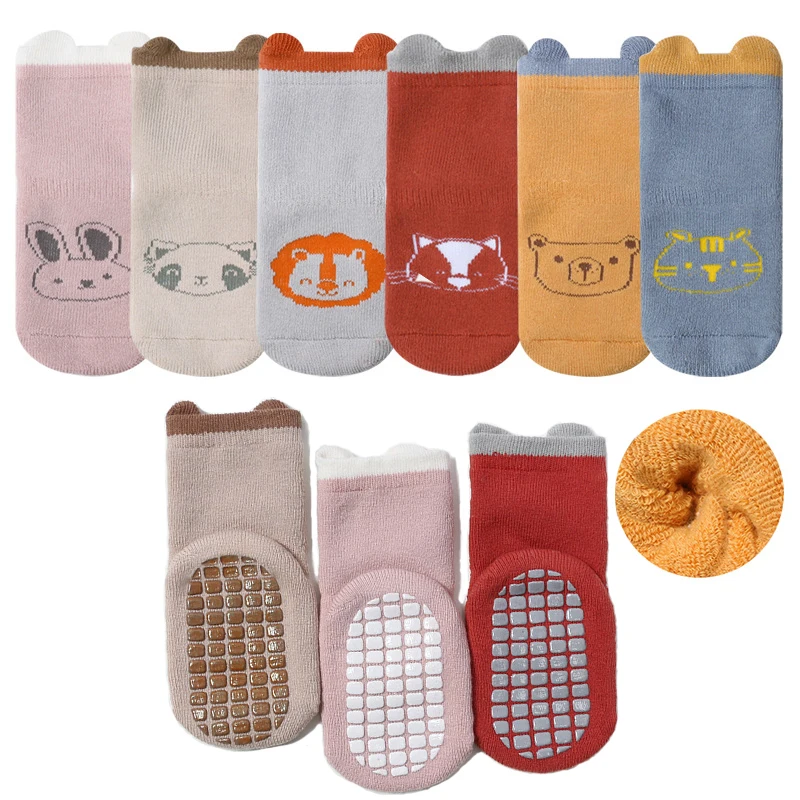 

Winter Baby Socks Children Floor Socks Combed Cotton Baby Non-Slip Warm Thick Toddler Socks Newborn Cartoon Cotton Indoor Socks