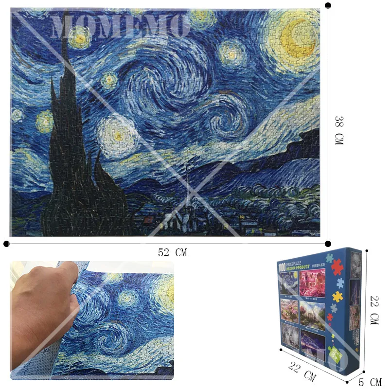 Звездная ночь пластиковые головоломки 1000 штук игрушки Ван Гог художественная