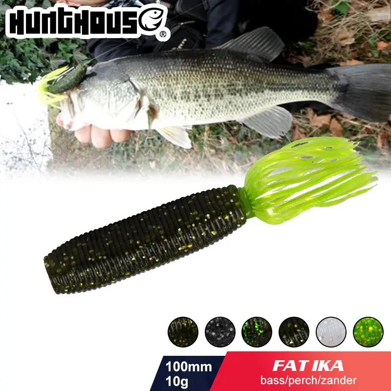 Hunthouse Fat ika 100 мм 10 г Мягкая приманка для рыбалки легкая блесна силиконовая черный