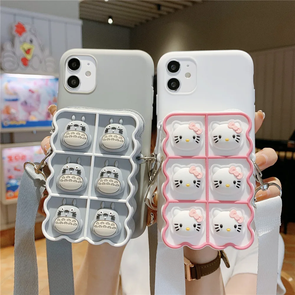 wallet purse coin bag pop fidgrt toys cases for realme xt x2 3i 5i c3 6 x3 x7 x50 8 pro q2i u1 v3 cartoon rabbit bubble cover free global shipping