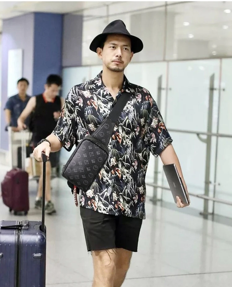 

Men Women Leather Waist Packs Men's Sling Bag Crossbody Shoulder Bag Chest Bag Travel Messenger Pack Male Casual Chest Pack