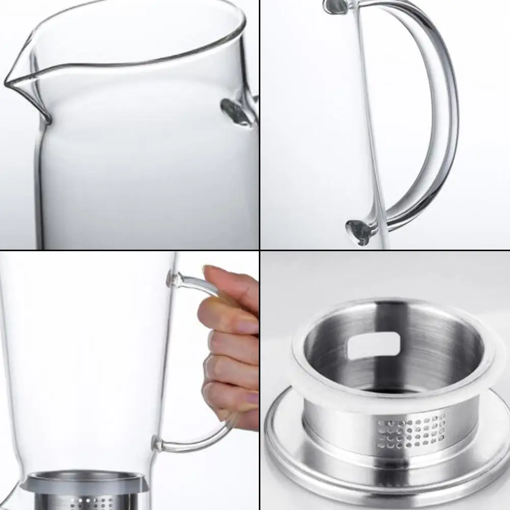 Glass Water Pitcher High Temperature Resistance with Handle Lid Thickened for Home Office Use | Дом и сад