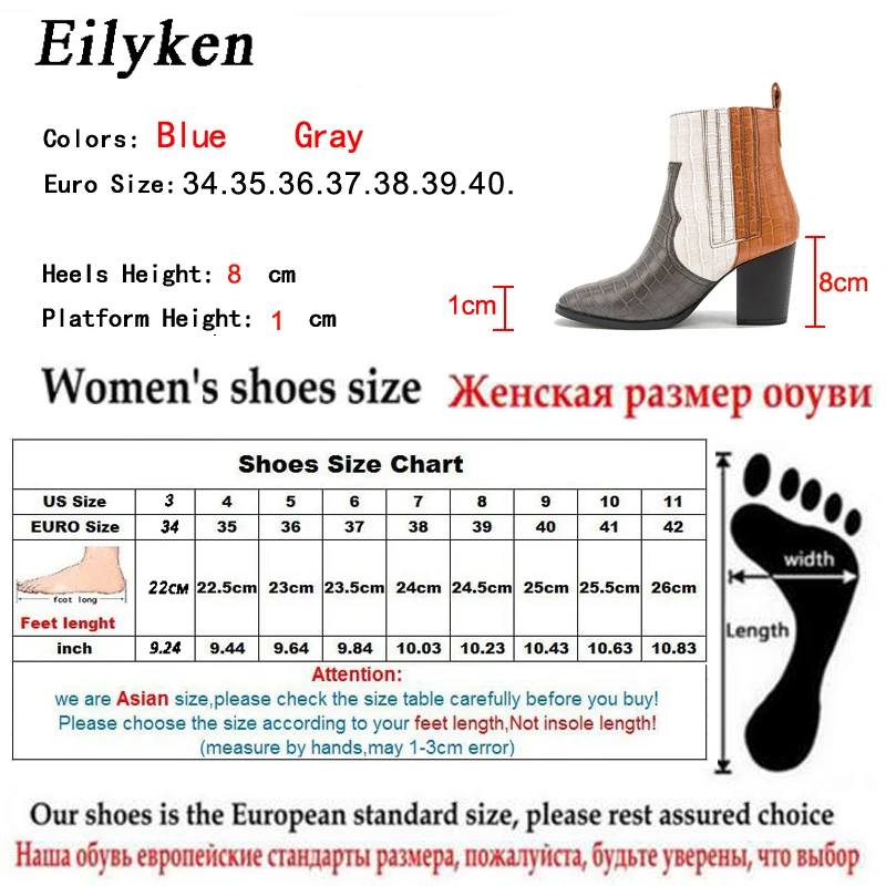Eilyken/женские ботильоны черного цвета обувь из искусственной кожи на высоком каблуке женские осенние ботинки с круглым носком на квадратном каблуке и платформе размеры 36-43