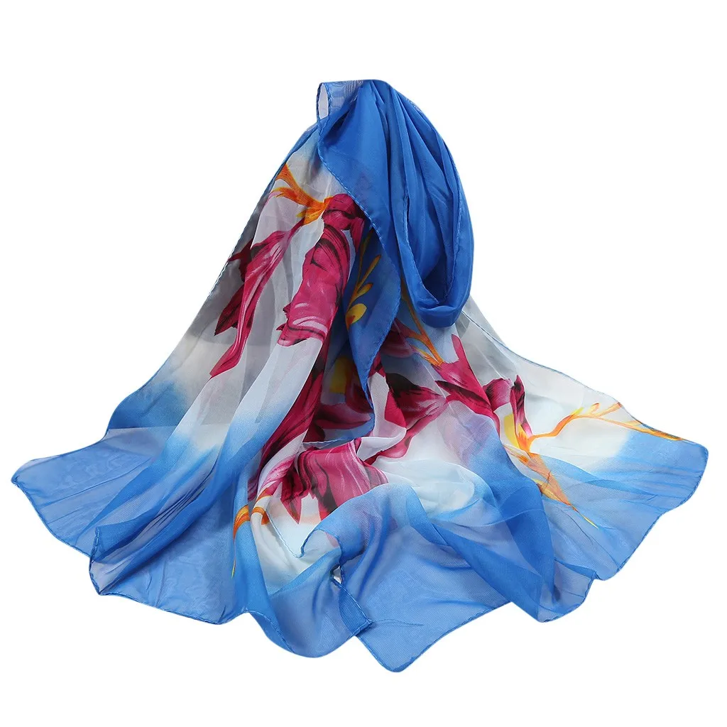 Soft Wrap Scarf Simulation Silk Shawl Scarves szaliki i chusty Ink painting Retro Chinese 160*50cm Women Flower Print Long |