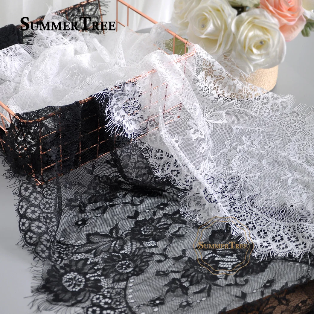 Настольная дорожка из белой кружевной ткани размером 35 см x 3 метра Цветочная