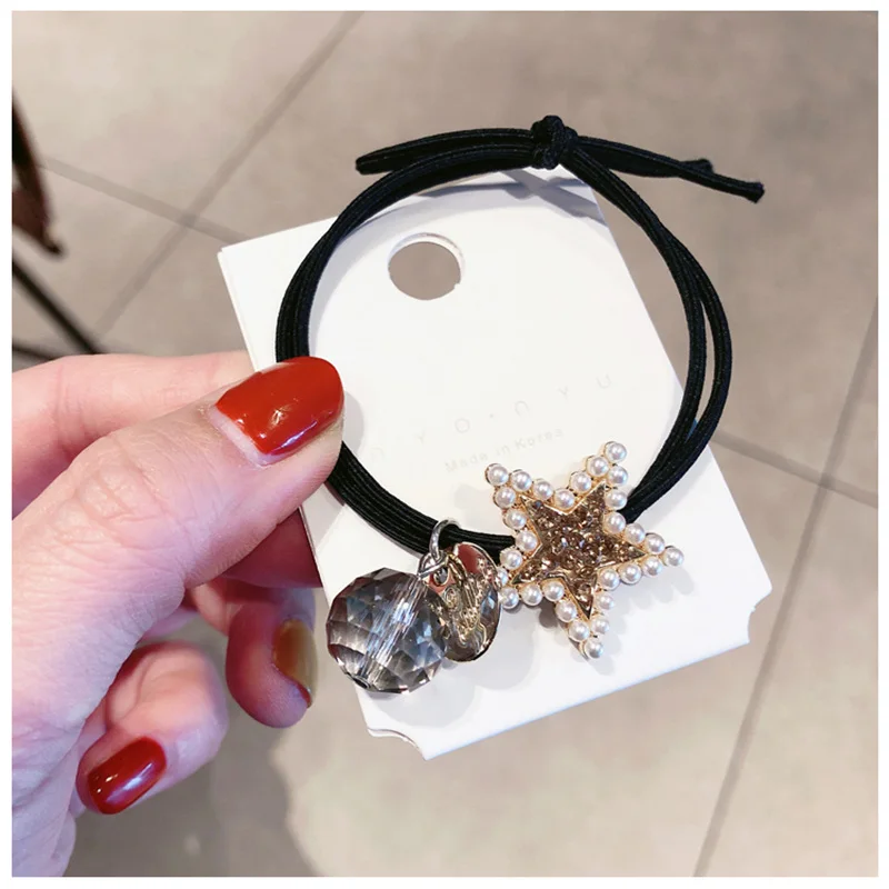 M MISM звезда кристаллический шар конский хвост держатель жемчужная резинка для