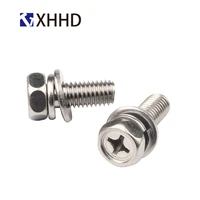 m4 m6 m8 hex cross recessed machine screw metric thread hexagonal flat spring lock washer bolt 304 stainless steel