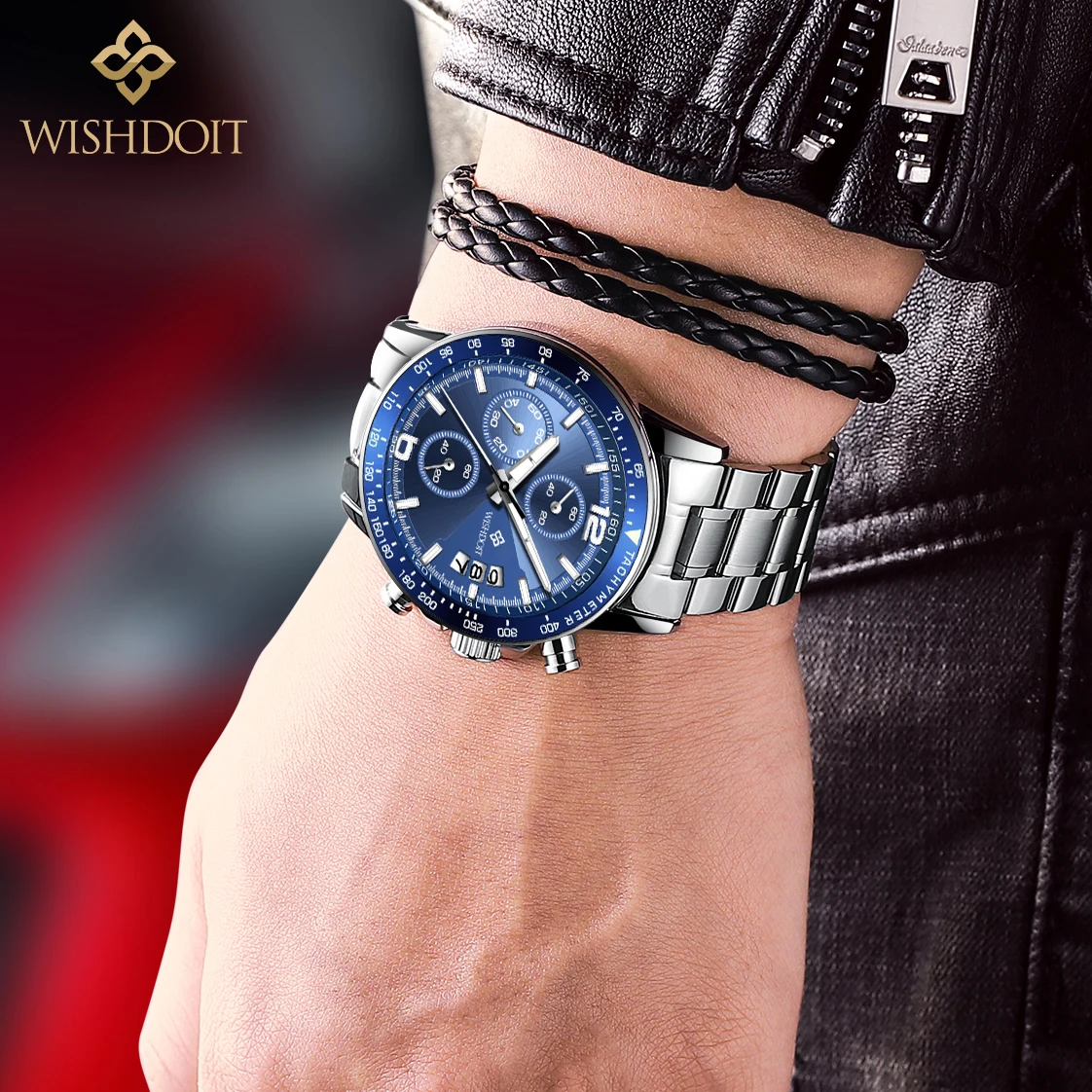 Часы WISHDOIT Мужские кварцевые спортивные Роскошные водонепроницаемые с