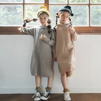 winter new kid sweater dress baby casual clothes children girl autumn dress soft knit hooded clothing toddler sweater3469