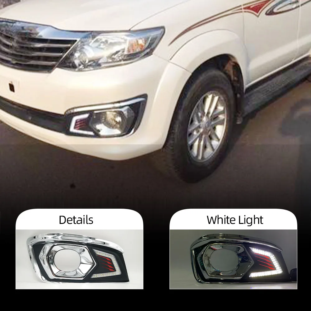 Car Flashing 2PCS LED DRL For Toyota Fortuner 2012 2013 2014 daylight Daytime Running Lights fog lamp with Harness switch | Автомобили и