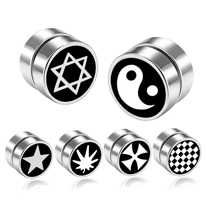 

1PC 8mm Mens women Fake Earrings Street Pop Punk Jewelry Strong Magnet Magnetic Health Care Ear Clip Earrings Non Piercing
