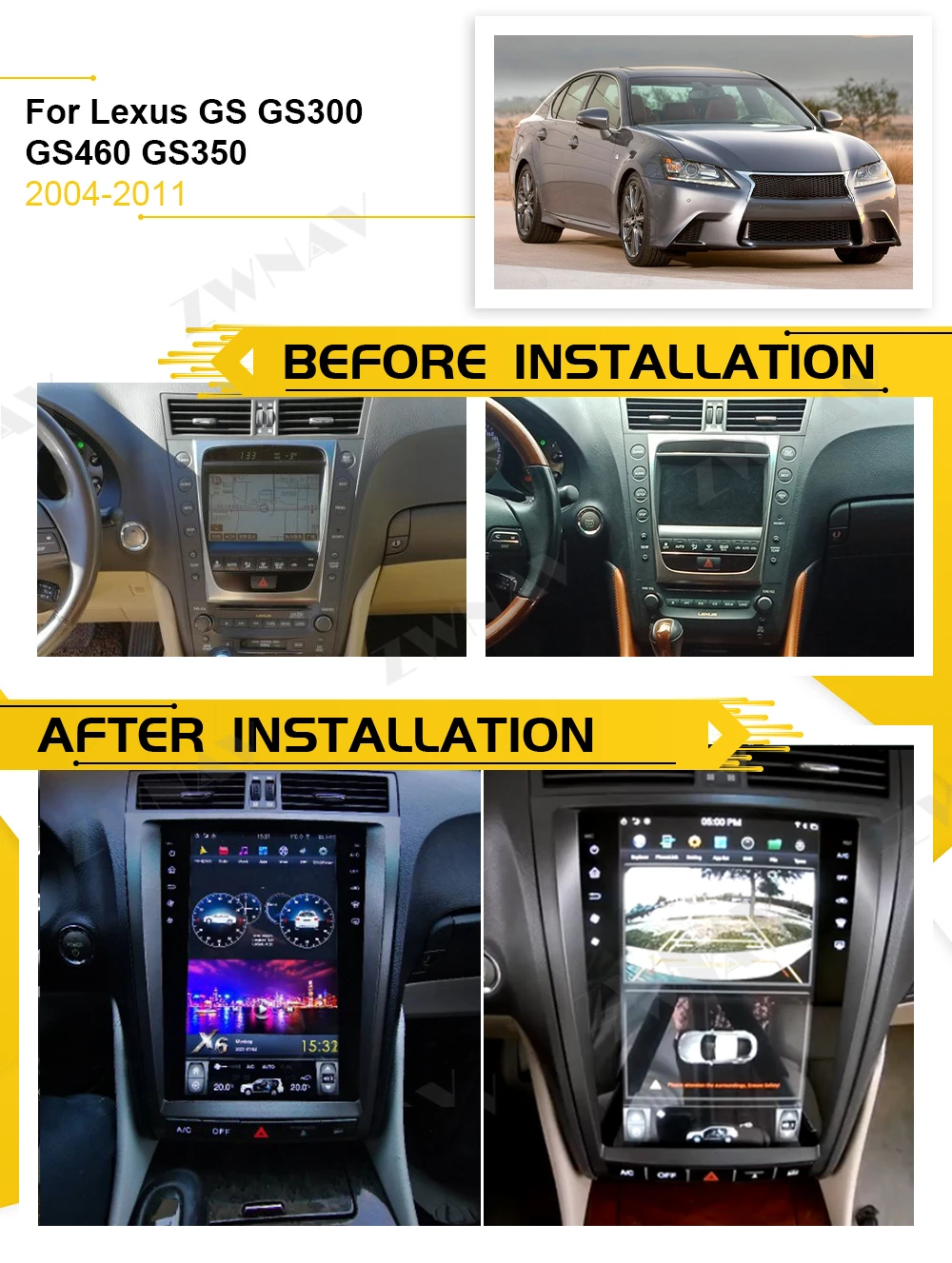 Экран Tesla Android для Lexus GS GS300 GS350 GS450 GS460 2004 2005 2006 2007 2008 2009 2010 2011 2012 радио аудио GPS