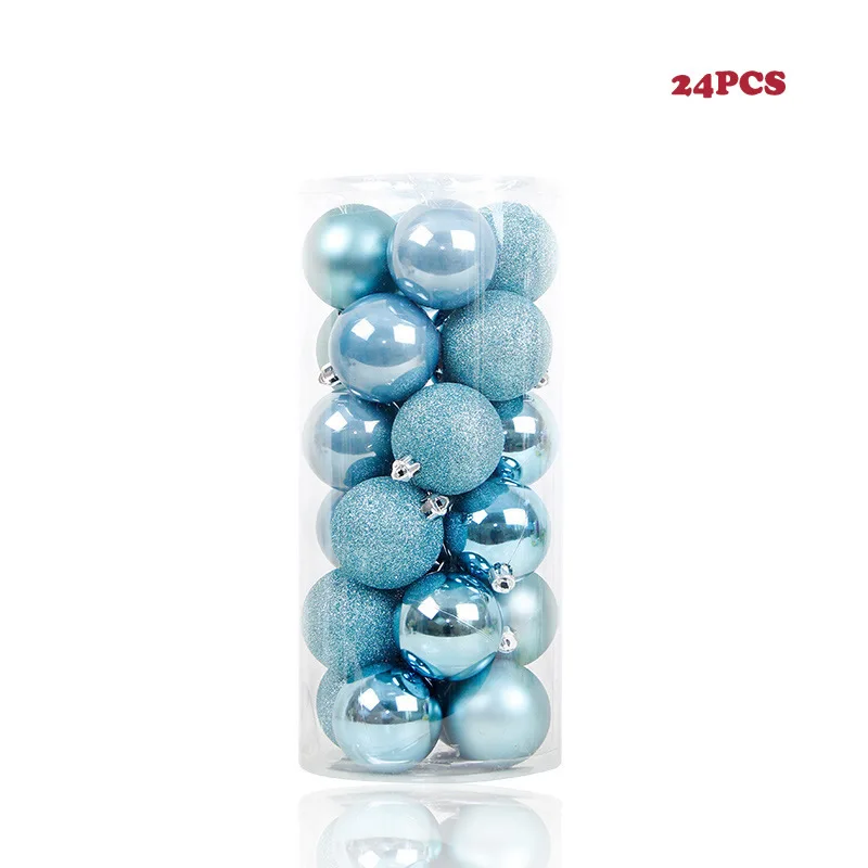 Light-Blue 24 шт./партия, цветные рождественские шары 3-4-6-8 см, блестящие шары для рождественской елки, украшение для дома, украшение для бара и вечеринки - Цвет: Light-Blue