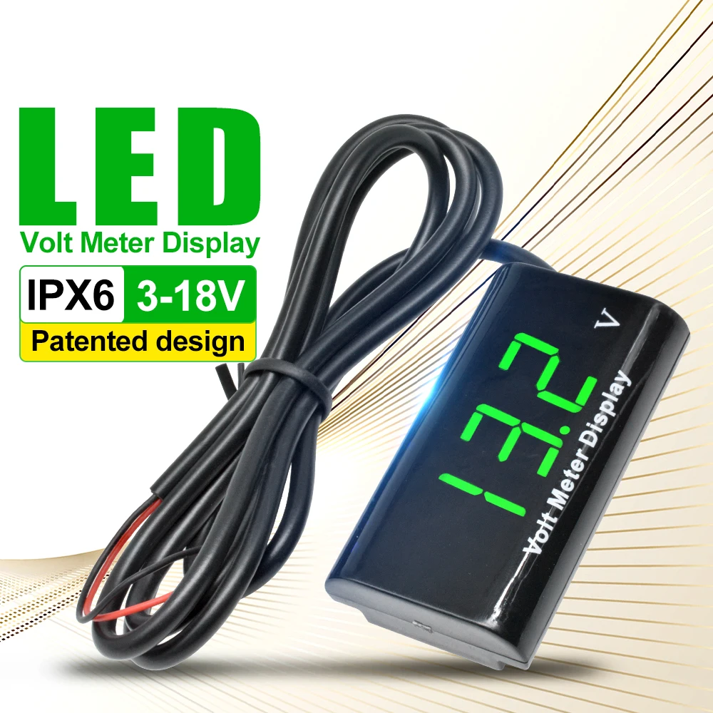 Зеленый 12V 0,56 ''Мини цифровой вольтметр тестер 2-проводной IPX6 водонепроницаемый вольтметр для автомобиля, мотоцикла, велосипеда Напряжение щитовой измерительный прибор для ребенка возрастом 3-18V - Цвет: Зеленый