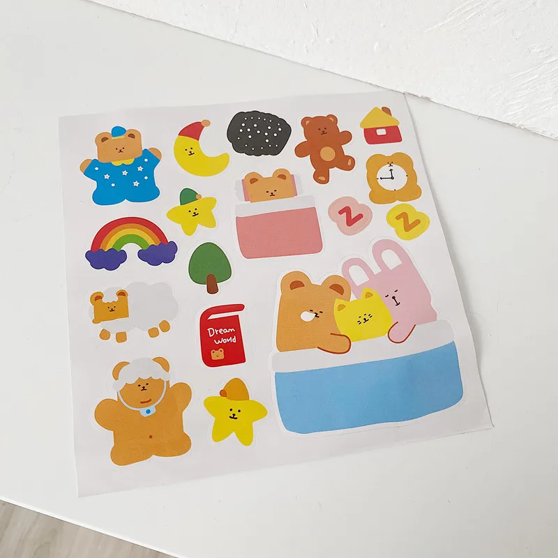 Милый мультяшный кролик медведь декоративная наклейка девушка ручная учетная