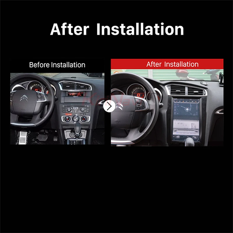 Вертикальный экран KiriNavi 12 1 дюйма в стиле Tesla Android 10 0 для Citroen C4 автомобильный GPS