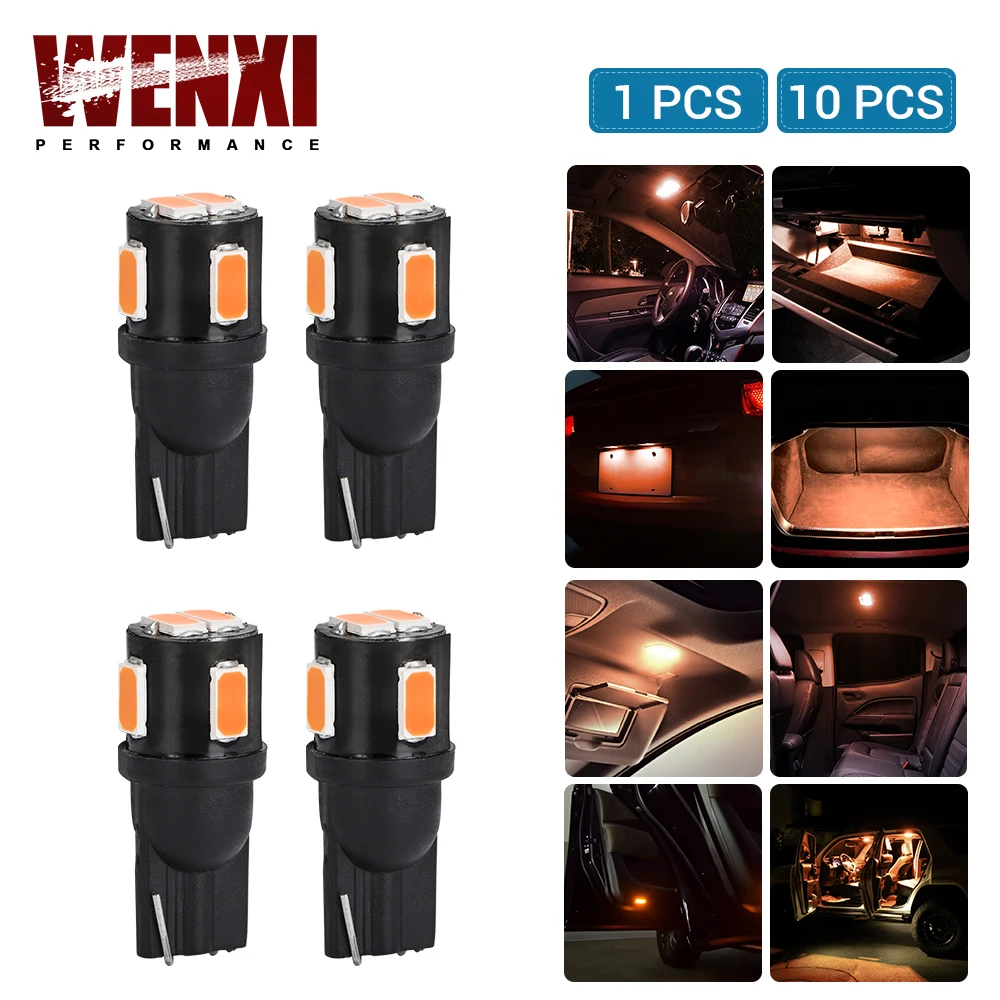 

Светодиодная лампа янтарного желтого цвета 194 168 T10 2825 W5W 1800K 5630 SMD для автомобильного интерьера, карты, купольного освещения двери, багажника