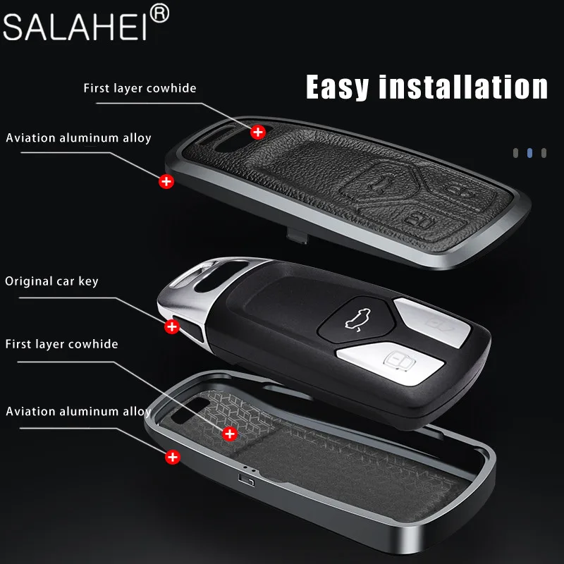 Car Key Cases Cover Shell Fob For Audi A4L A4 B9 Q5 Q7 TT TTS TFSI A5 S5 8S 2016 2017 2018 2019 2020 2021 Keychain Accessories images - 6