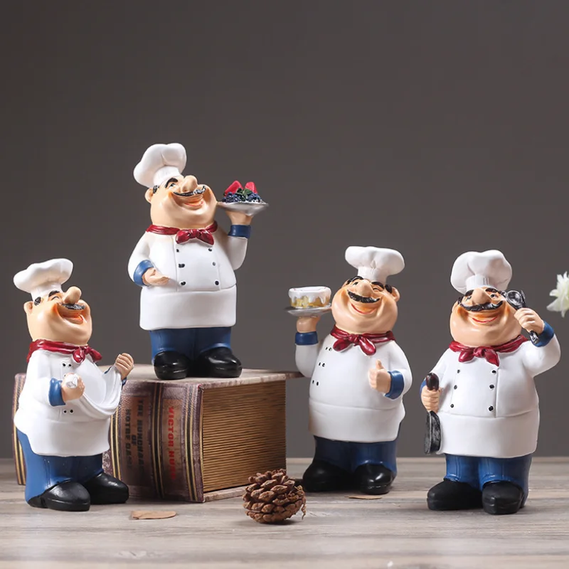 

Funny Chef Model Mini Cook Statue Resin Figurine For Restaurant Cafe Cake Shop Decoration Living Room Desktop Decorations