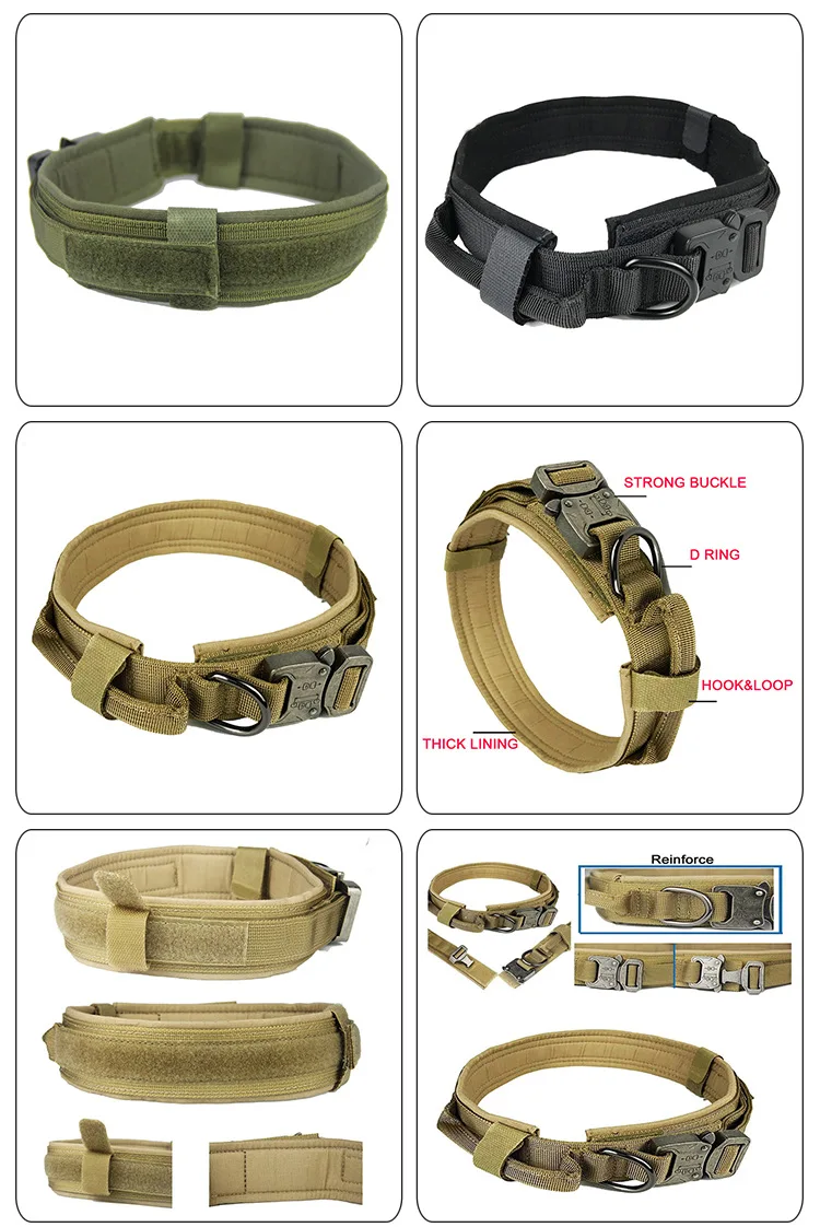 Прочный тактический собачий ошейник регулируемый нейлоновый военный поводок