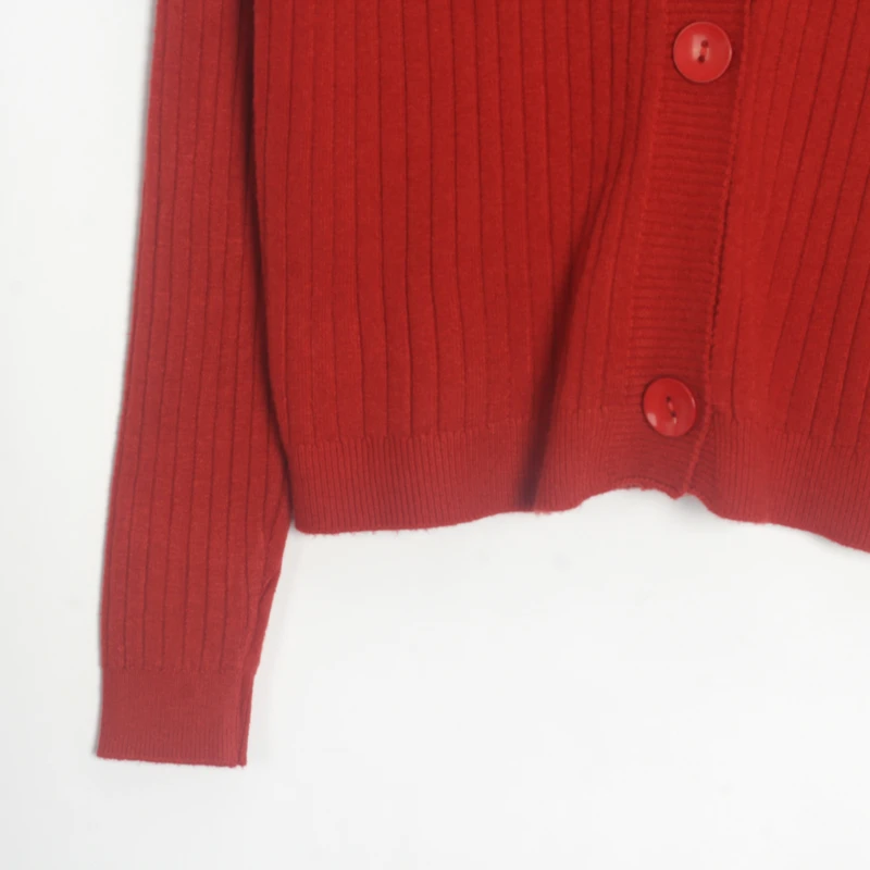 Женский кардиган с v-образным вырезом Wixra однотонный однобортный классический